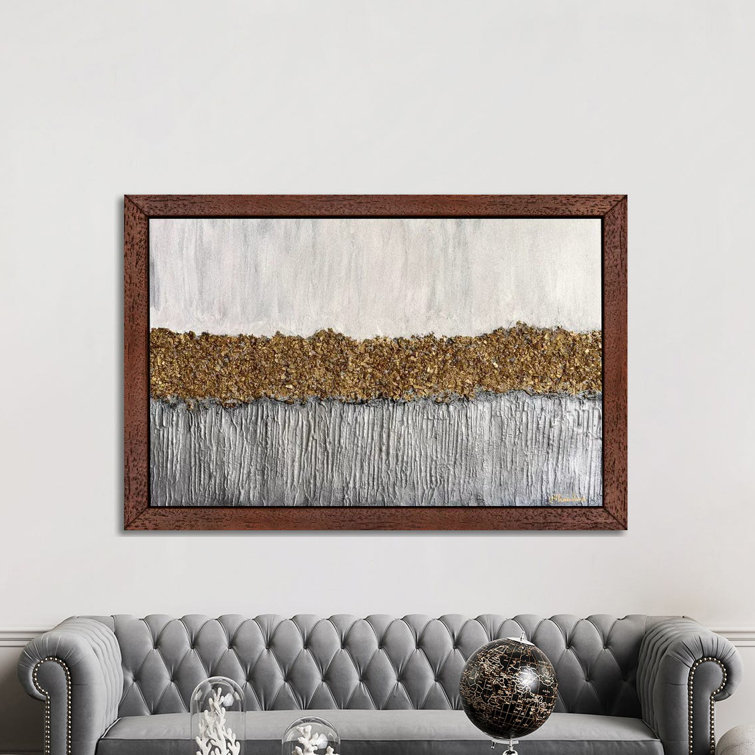 Golden Formation by Nikki Chauhan - Floater Frame Painting on Canvas