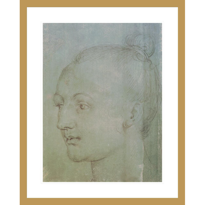 Tête d'une jeune femme par Albrecht Dürer, H 29,16 po x l 23,5 po