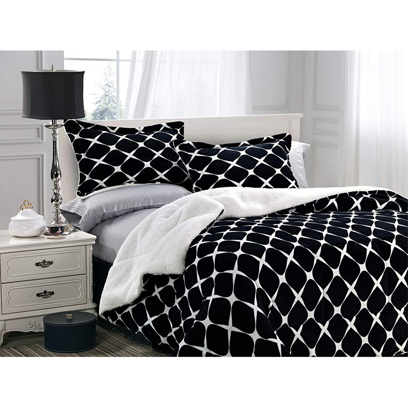 Geometric Shapes Comforter, Queen Comforter, Black