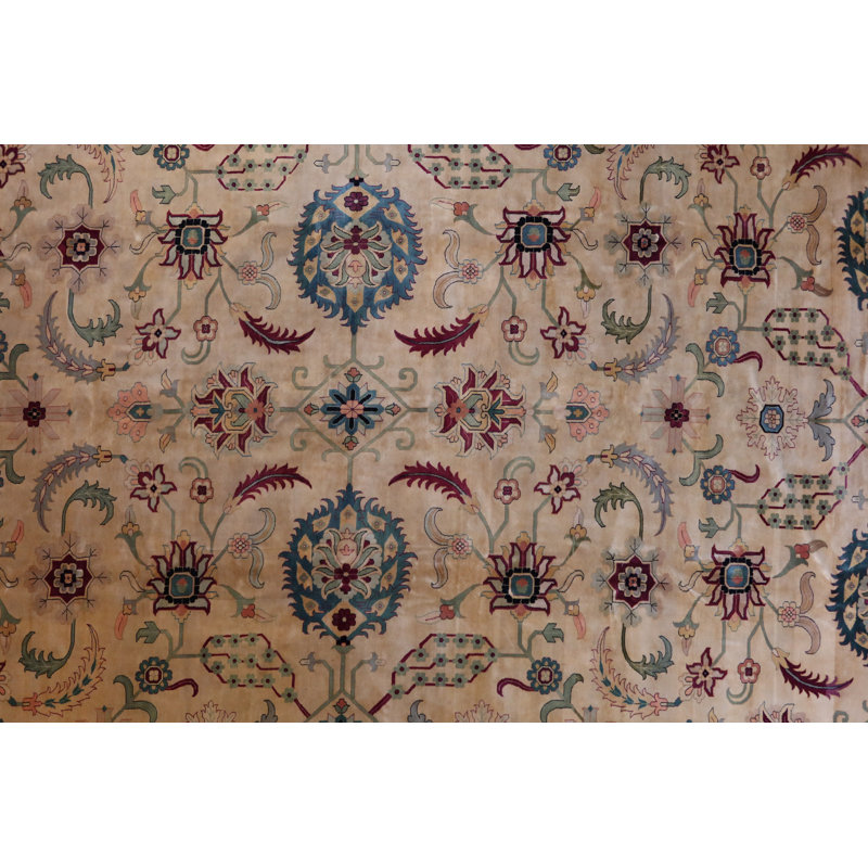 One-of-a-Kind Oriental Hand-Knotted Wool Black/Green/Beige/Red Area Rug
