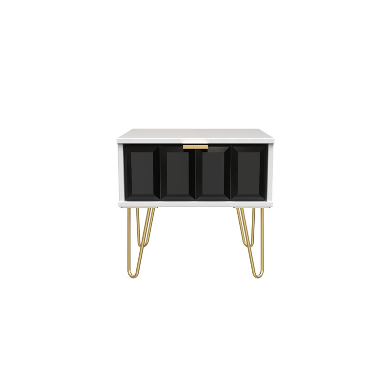 Allem 1 Drawer Bedside Cabinet (Ready Assembled), Deep Black/White