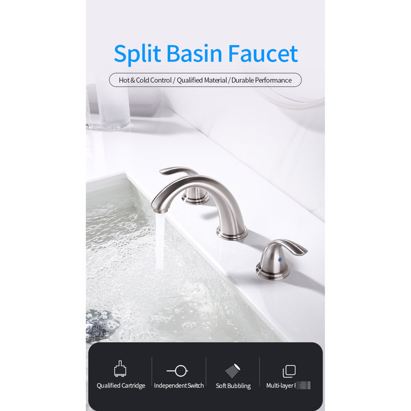 8-Inch Brushed Nickel Waterfall Bathroom Faucet - 3 Hole Vanity Sink With Pop Up Drain, Supply Hose, Metal Body Modern 8" Construction