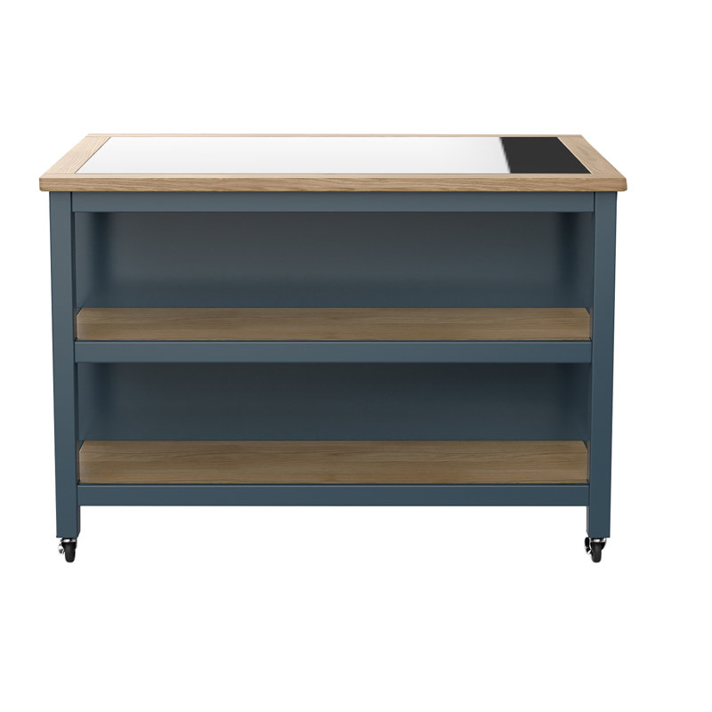 Mounia Granite Top Kitchen Island, Blue