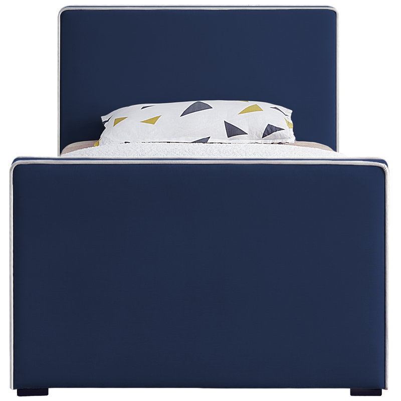 Lit en velours Haneesh, Simple, Velours marine