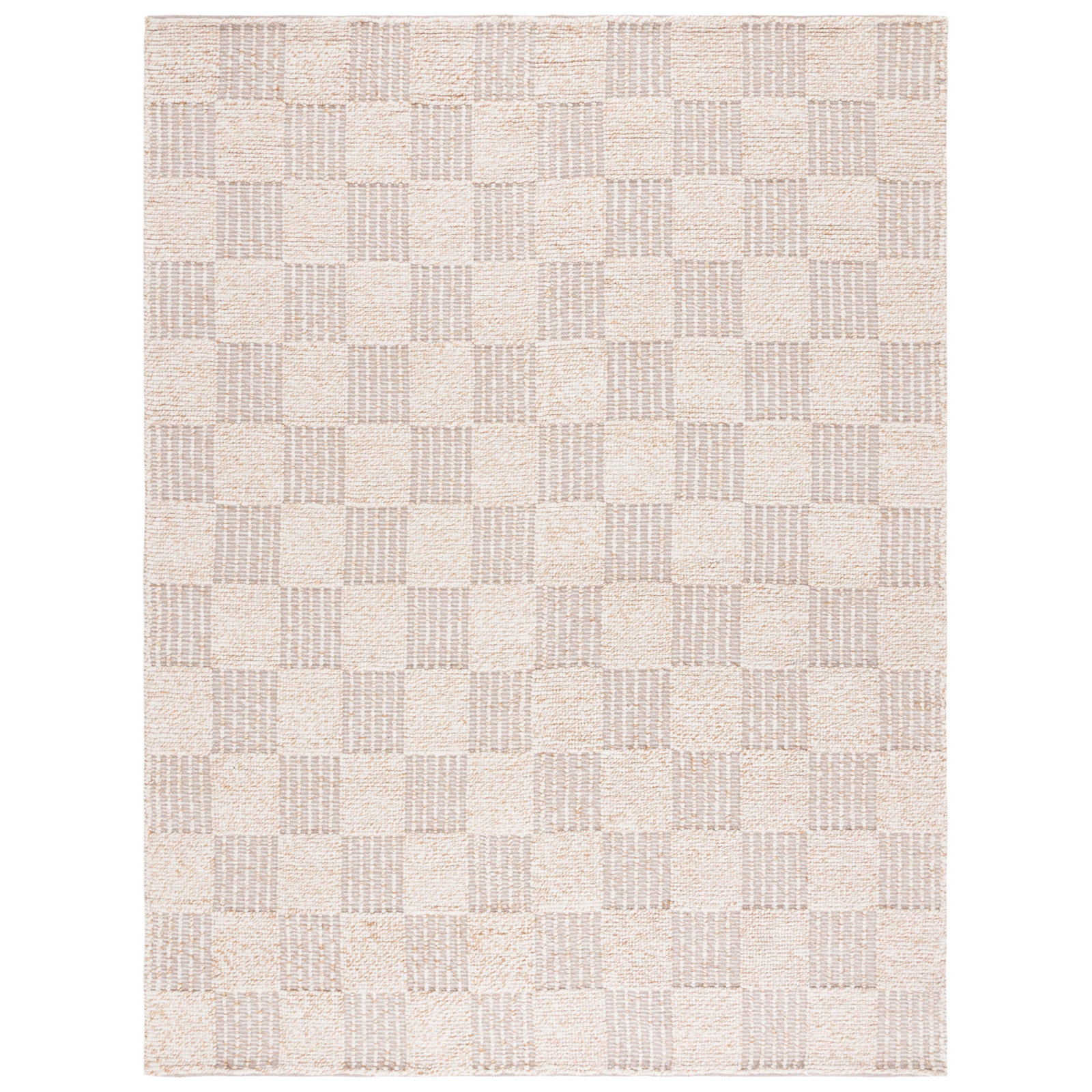 Abbi Brown Ivory Hand-Woven Checkered Rug, Rectangle 8' x 10'