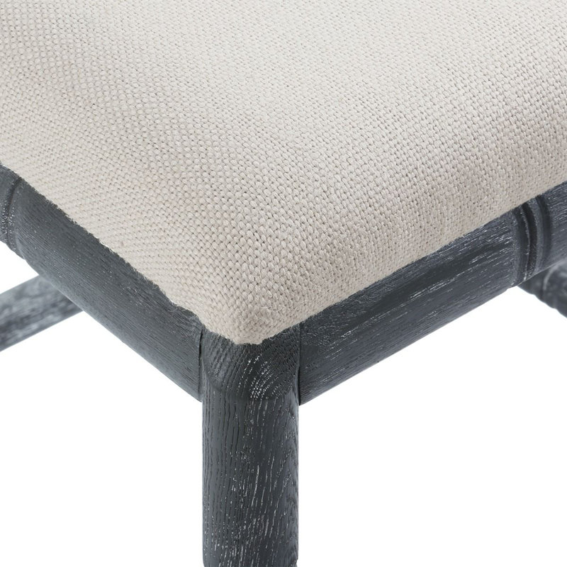 Hampton Upholstered Stool with Solid Wood Frame, Gray