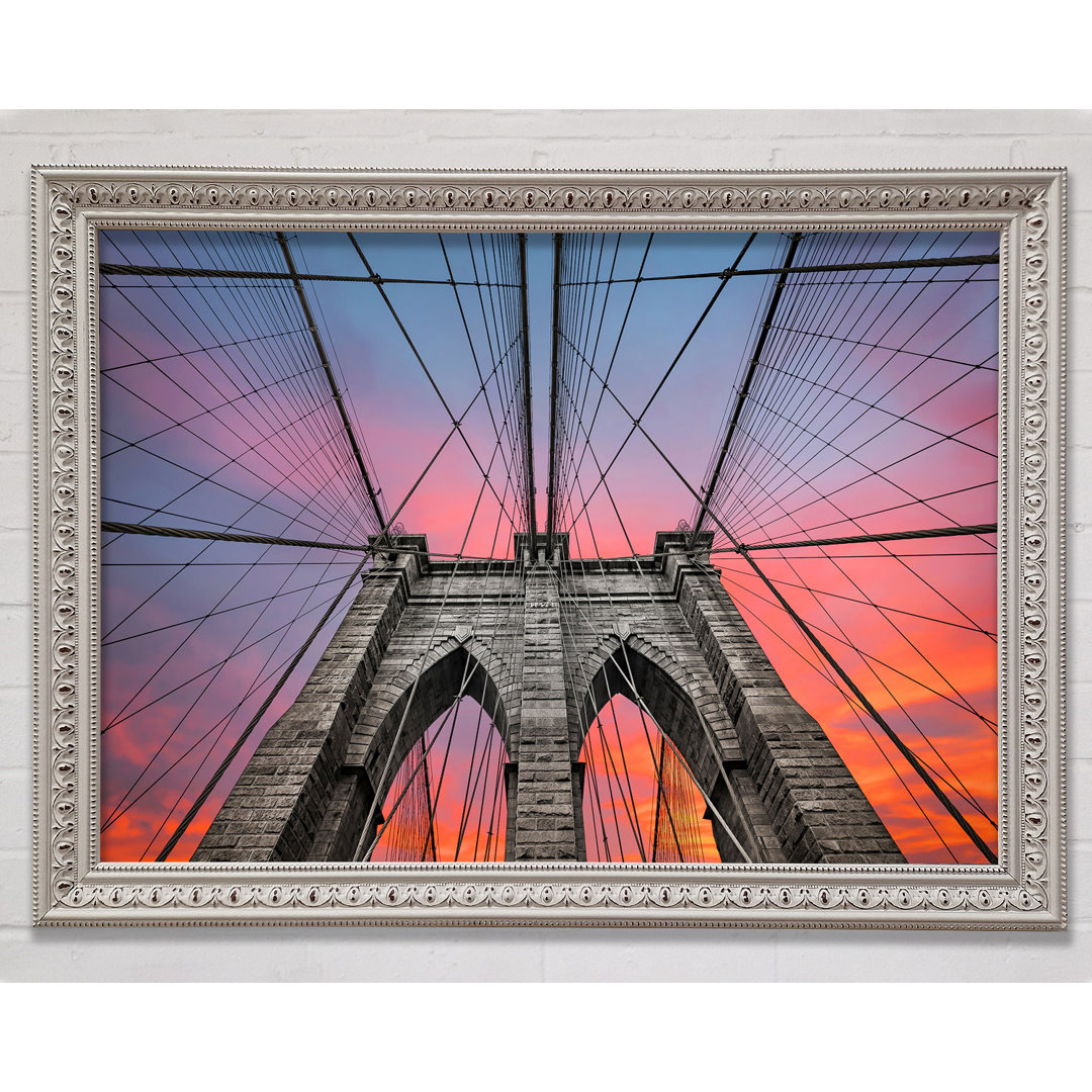 Feuerhimmel über der Brooklyn Bridge - Einzelne Bilderrahmen Kunstdrucke