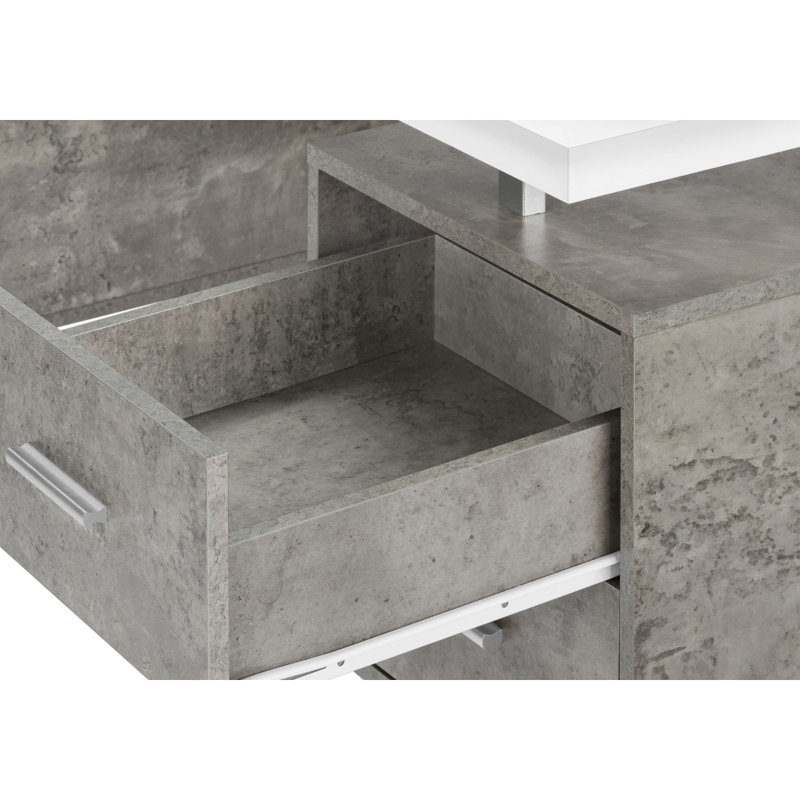 Bureau d'ordinateur, bureau personnel, ordinateur portable, installation à gauche, à droite, tiroirs de rangement, L 60 po, travail et stratifié de béton, métal, contemporain, moderne
