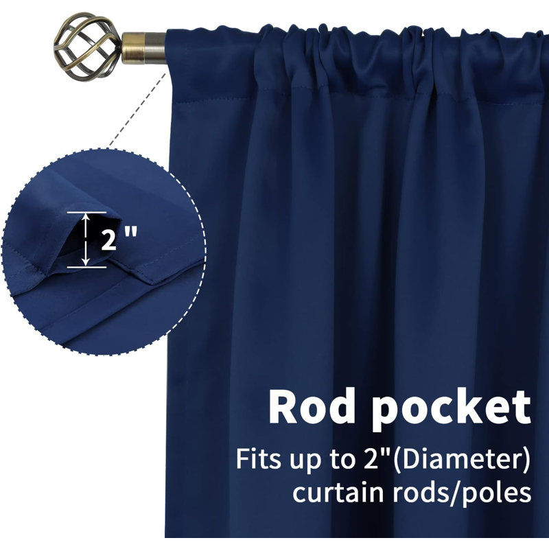 29x36" Navy Blue Half Window Curtains 2 Panels