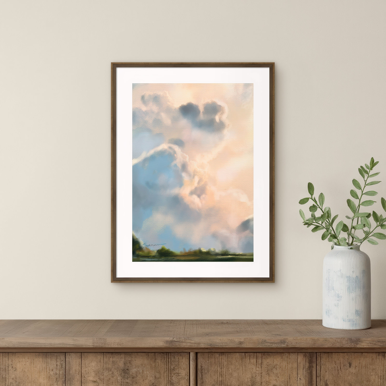 Cloud I by Mary Sparrow, 30" W x 41" H x 2" D, Bronze Framed