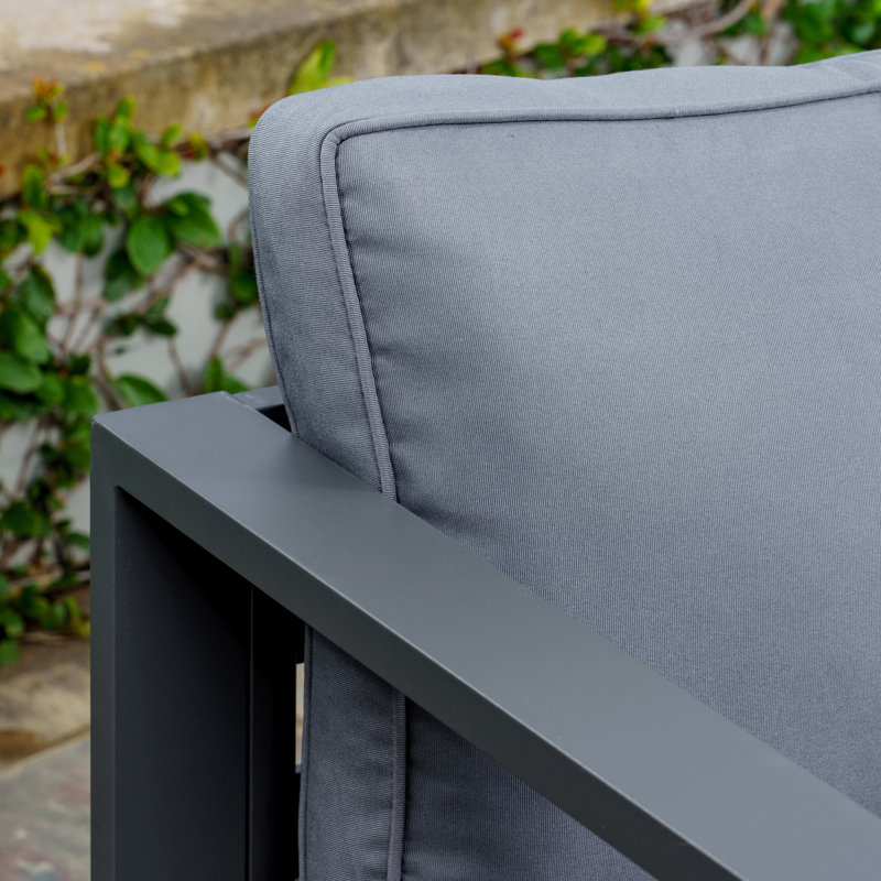 Lakeview Patio Chair with Cushions and Ottoman, Charcoal