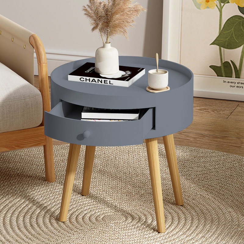 Modern Coffee Table with Drawer and Table Legs, Grey