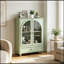 Armoire de rangement arquée avec porte en verre et 1 tiroir-2111876609