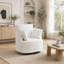 Fauteuil d'appoint moderne pivotant en tonneau avec revêtement en velours côtelé et coussins moelleux-388052712
