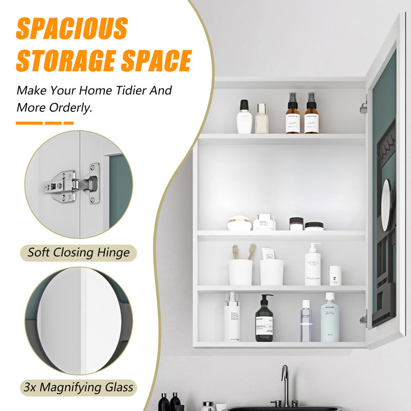 Armoire à pharmacie encastrée ou à fixation en surface avec miroir