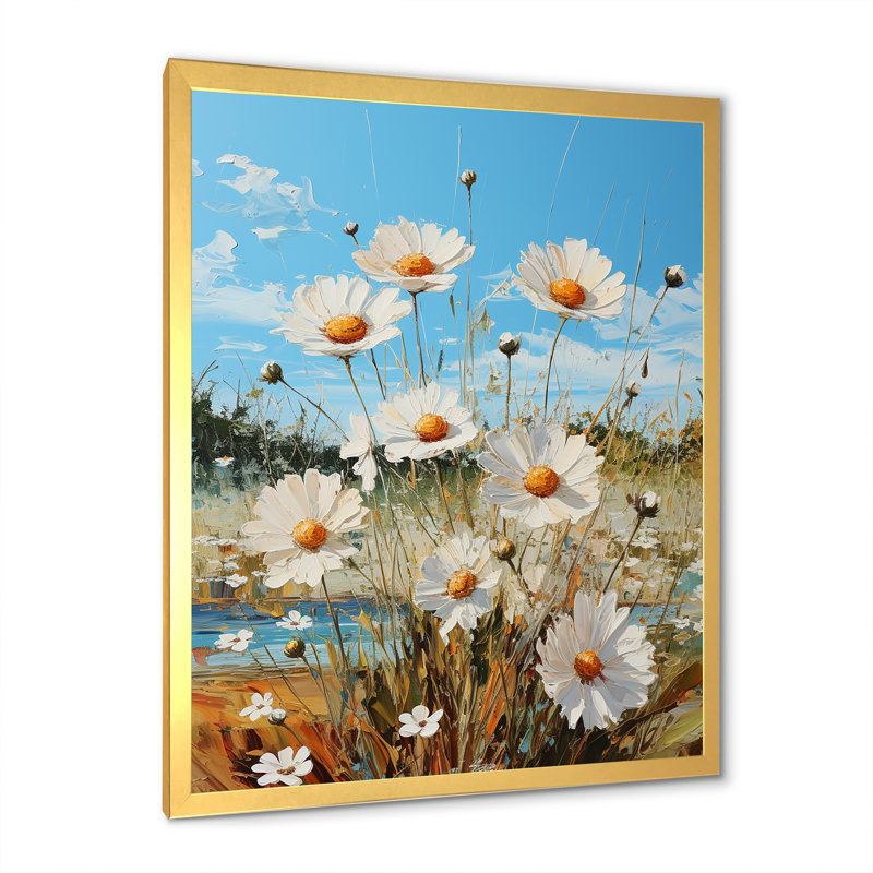 Daisy Dreamscape Flowers Field I, H 40 po x l 30 po x P 1,5 po, Cadre doré simple
