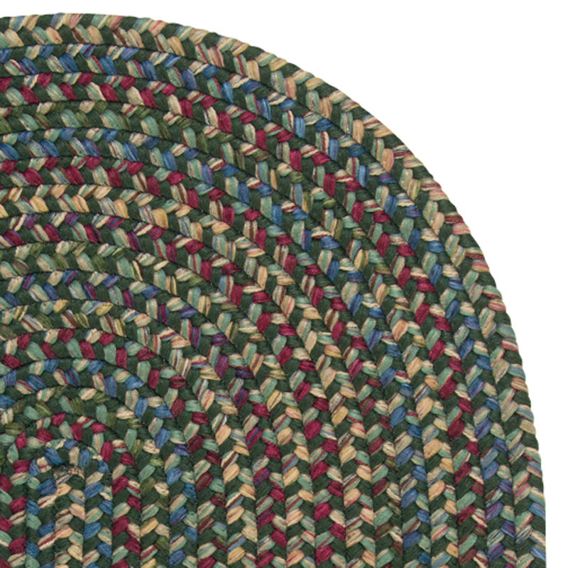 Tapis vert foncé / bleu Dollman, Rond 14 pi