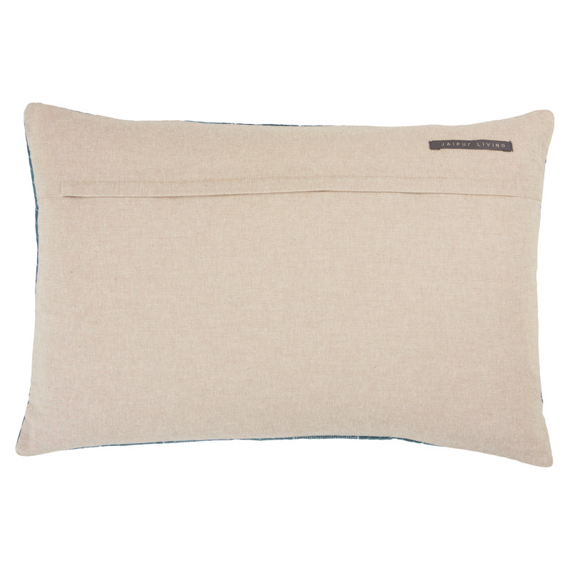 Blue Embroidered Cotton Rectangular Lumbar Pillow