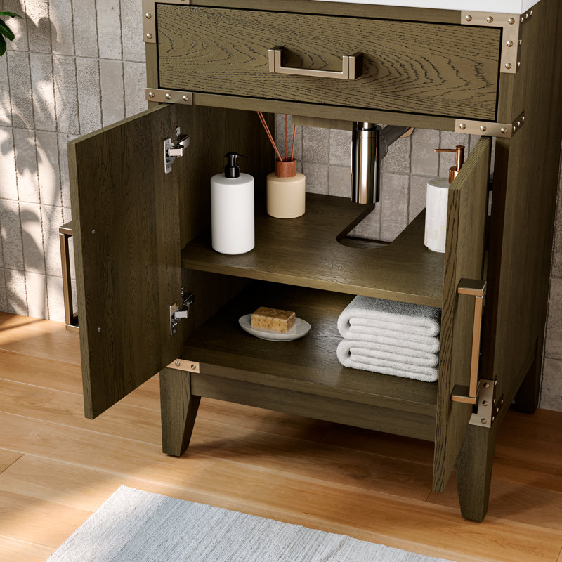 Meuble-lavabo simple 24 po avec plateau en résine, gris