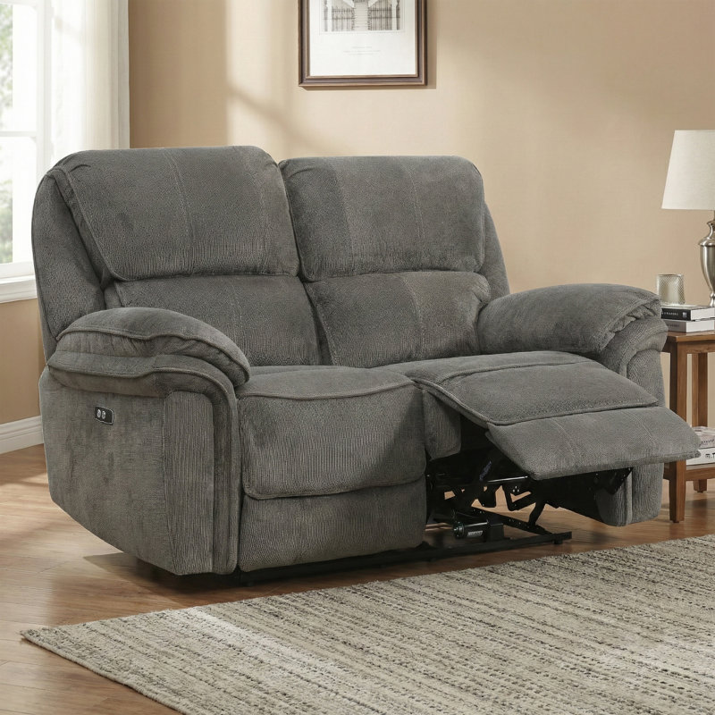 Coomer 2 Seater Electric Reclining Loveseat, Dark Grey