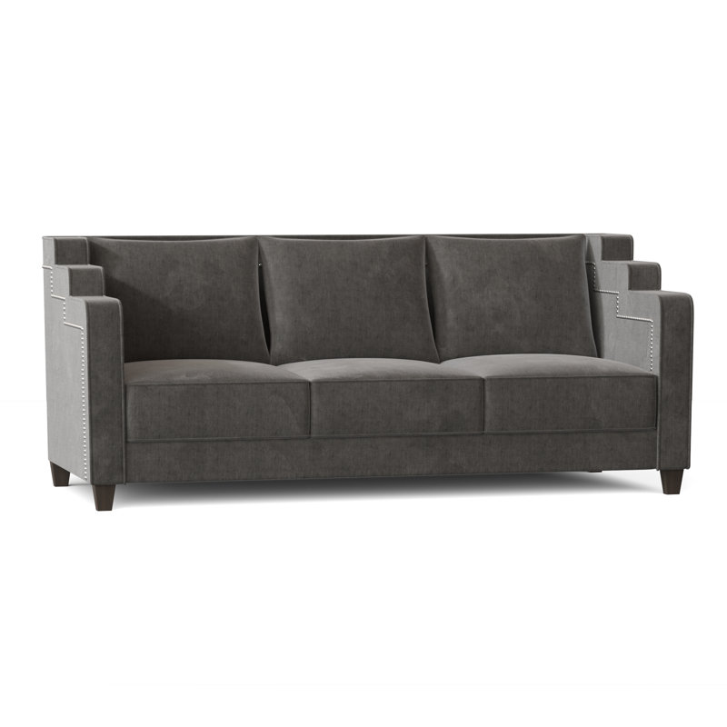 Abbey Sofa, Bella Black Performance Velvet, Brown Mahogany