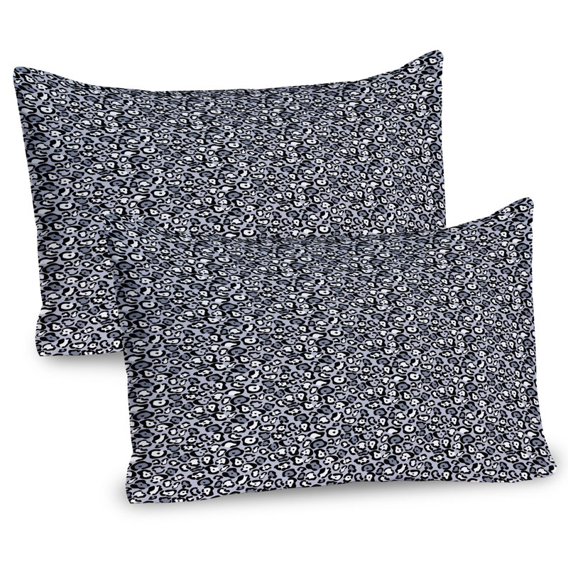 Grey and Blue Leopard Print Microfiber Pillow Shams 2-Pack
