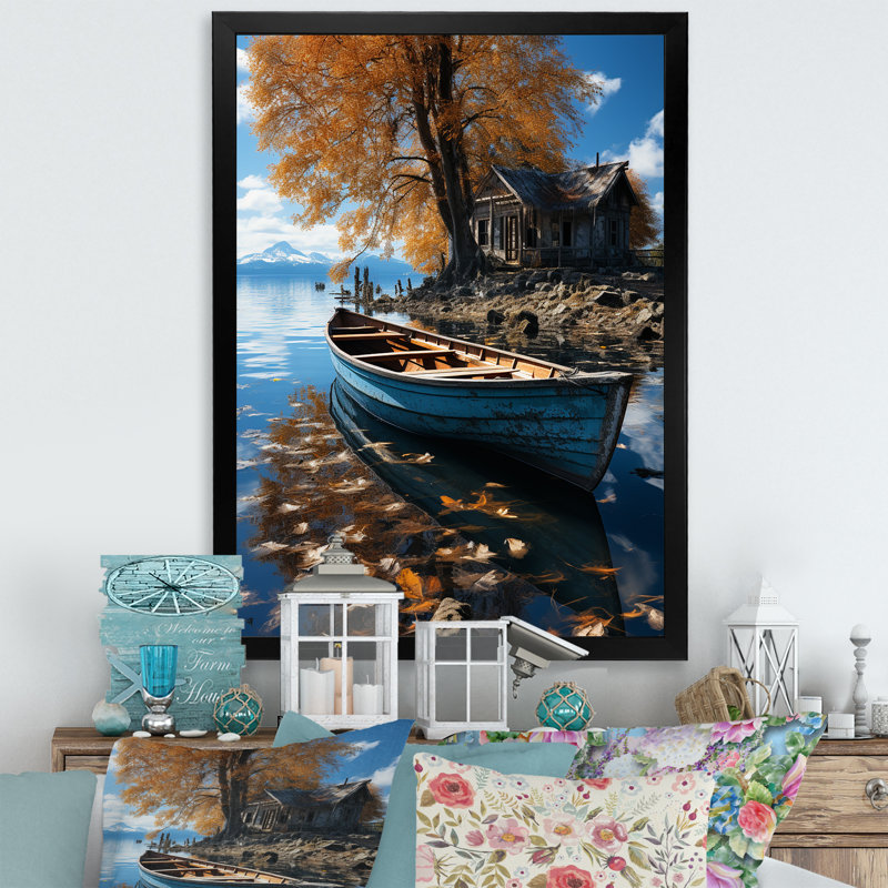 Blue Lakeside Hideaway II, Cadre simple noir, H 20 po x l 12 po x P 1 po