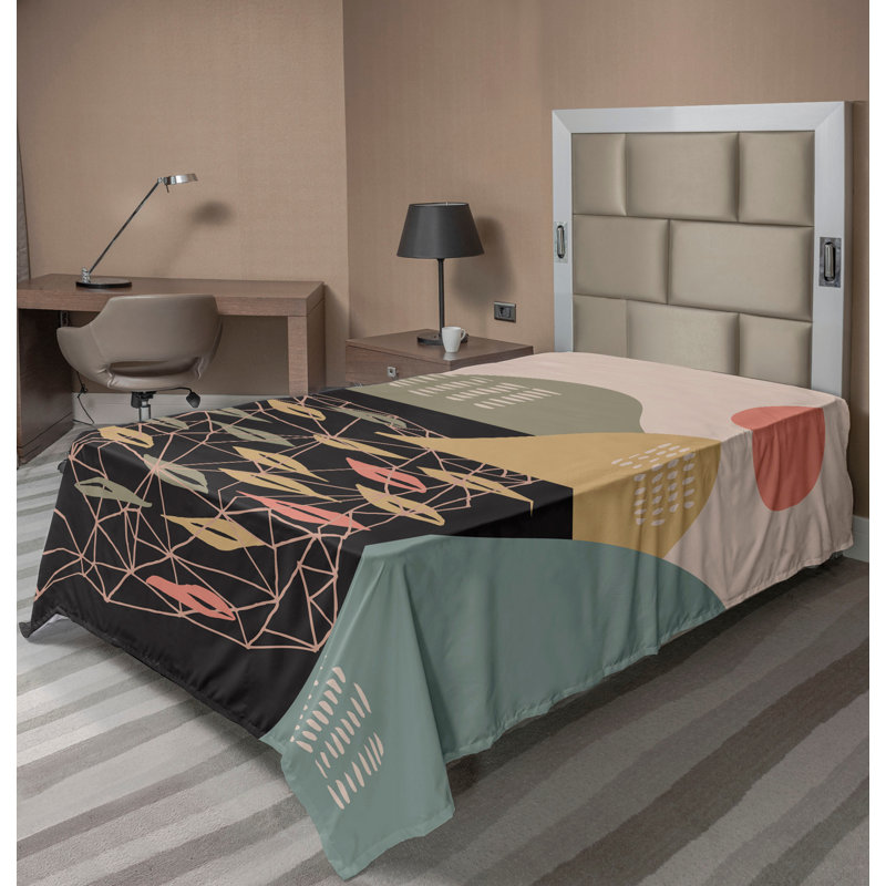 Drap plat moderne de style bohème Ambesonne, Drap plat pour lit simple, Noir / abstrait