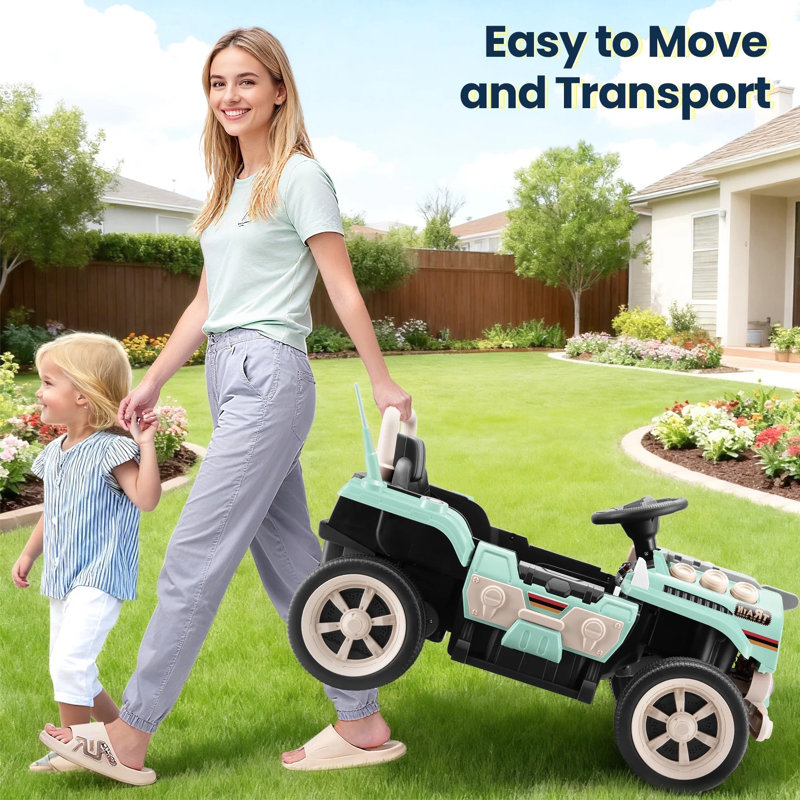 24v Ride On Train With Remote Control, Kid Ride On Toys Electric Car With Music, Bluetooth, Train Sound, Mp3 Player, Green