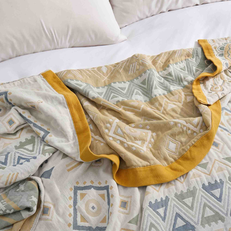 Jeté 100% coton Boho, Diamond Flower