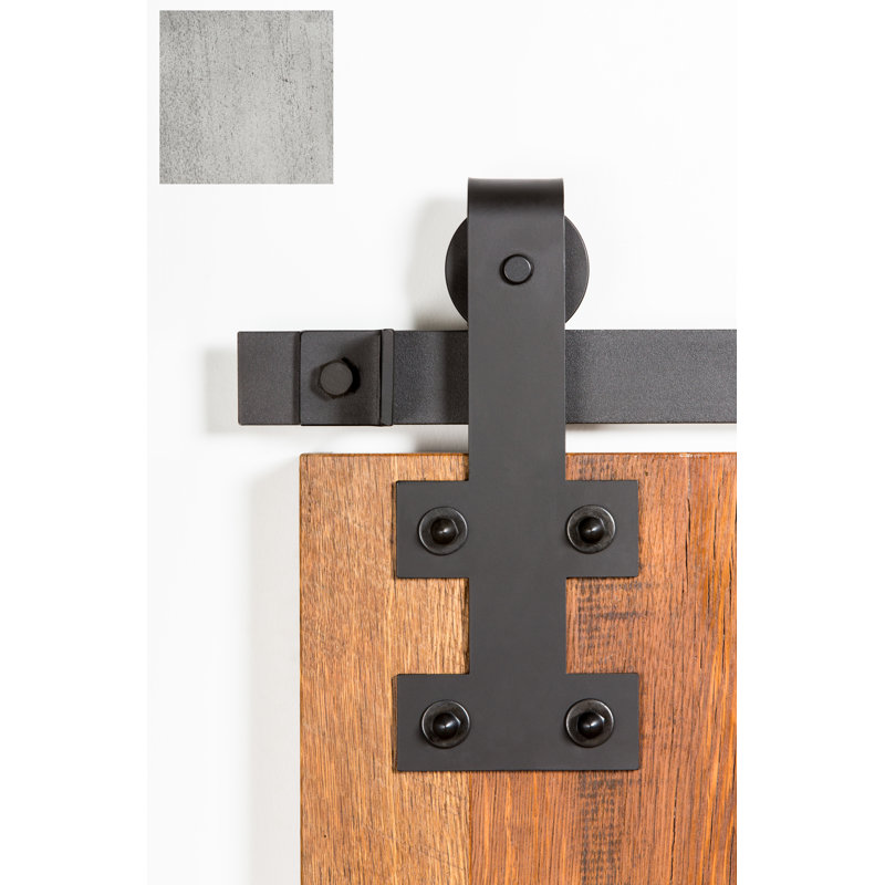 Ensemble de quincaillerie de porte de grange simple standard I-Shape Premium, 84 po, Meulé inoxydable