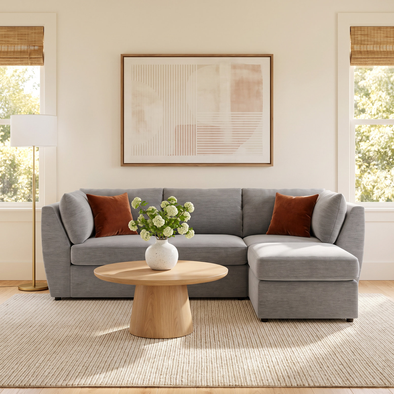 Caldwell 105" Modular Sofa, Evan Metal