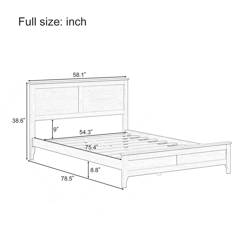 Lit plateforme moderne en bois massif blanc, Bois massif, Lit double