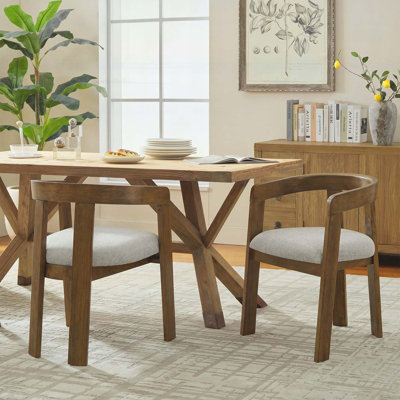 Chaises de salle à manger moderne en tonneau avec siège rembourré, structure en bois d'hévéa, design Mid-Century pour le confort et le style dans la salle à manger et le salon (ensemble de 2)