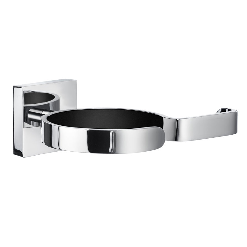 Wall mounted hair dryer & flat iron holder - square escutcheon , Chrome