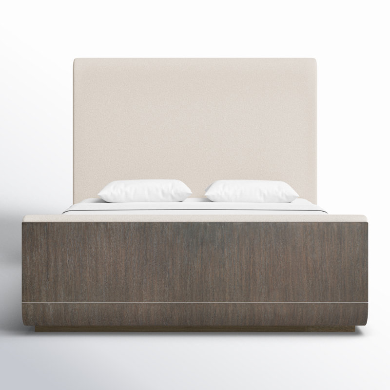 Modern Mood Upholstered Panel Bed, King, Dark Wood/Mink/Inverness Natural