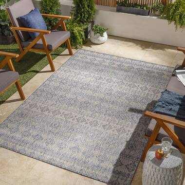 Union Rustic Ragin Cream/Gray/Blue Indoor/Outdoor Rug & Reviews