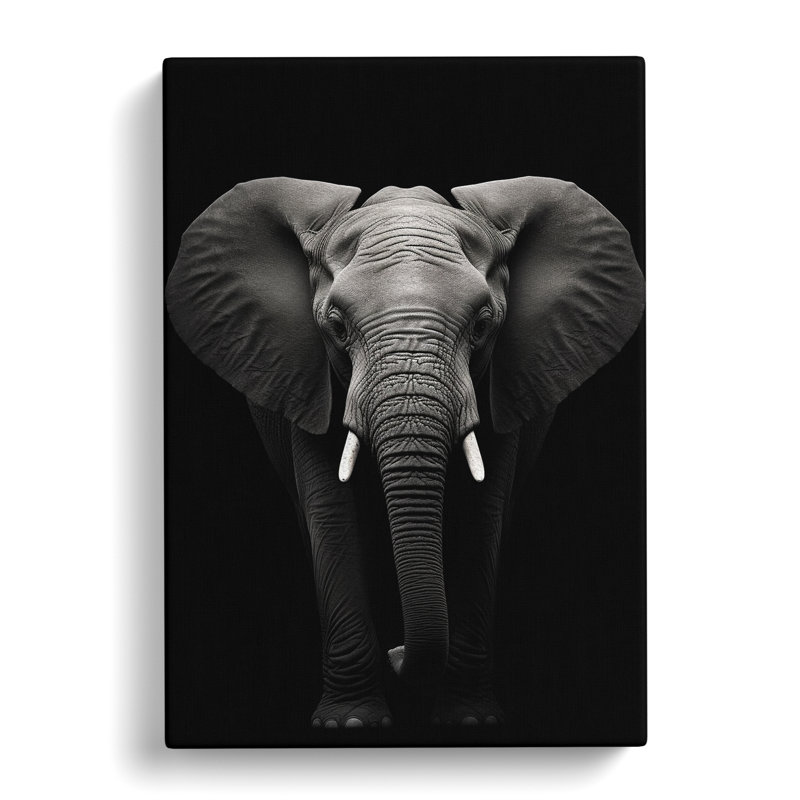 Elephant Minimalism - Print on Canvas, 50cm H x 35cm W x 3cm D