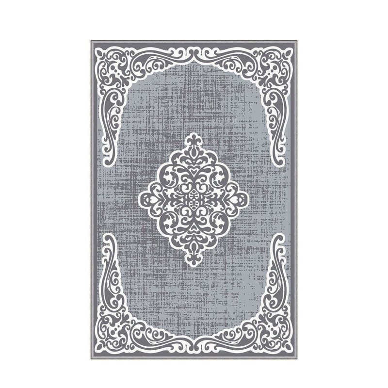 Stylish Woven Carpet, 4 x 6 Feet, 100% Polyester | Antibacterial, 3D Digital Printing, Non-Slip PVC Felt Dot Underside | Machine Washable, 0.4 in Pile Height, Perfect for Living Room & Bedroom Decor