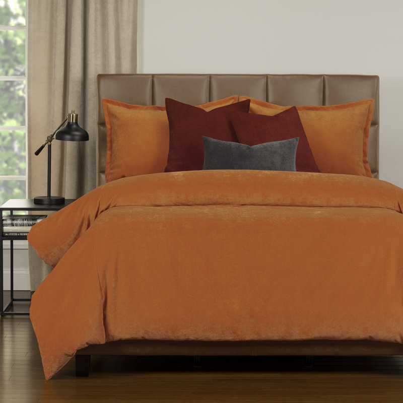 Polyester Channel Duvet Cover & Insert, Full/Double Duvet Cover + 6 Additional Pieces, Orange
