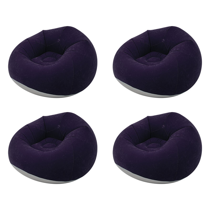 Set Of 4 Inflatable Chairs Outdoor Inflatable Camping Sofa With Backrest, Portable Lounger For Patio, Beach, Festival