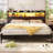 Storage Headboard with LED Lights, Bookcase Headboard with Charging Station-1740395107-1740395104