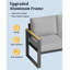 Ensemble de conversation de patio moderne en aluminium 7 pièces avec table basse - Canapé modulaire d'extérieur durable pour balcon, jardin, terrasse, cour, gris-318876825