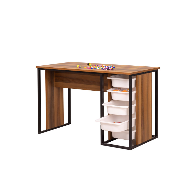 Table d'activités ludique rectangulaire à 2 voies pour bureau d'ordinateur Alyea, Noyer