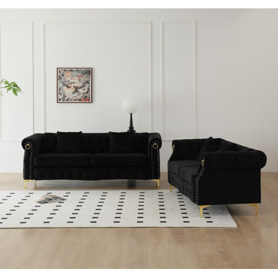  Upholstered 2 Piece Living Room Set With Metal Legs