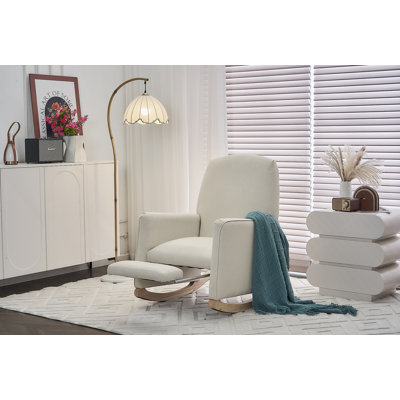 Chaise berçante en coton et lin avec repose-pieds réglable
