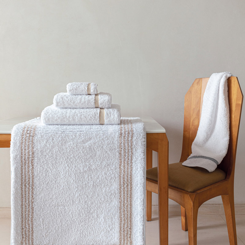 Bourdon Hand Towel, White/Gold