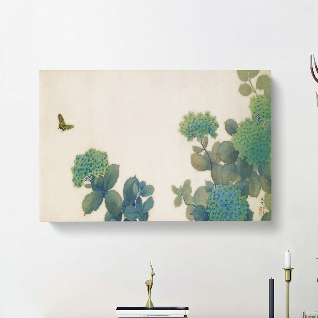 Hydrangeas by Hishida Shunso - Wrapped Canvas