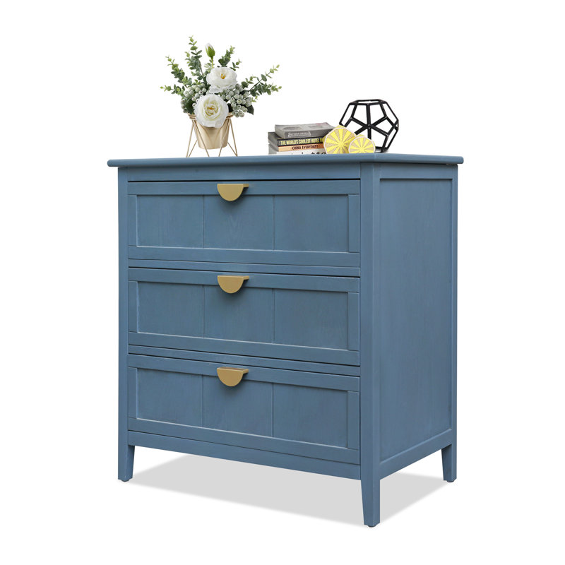 Commode 3 tiroirs Junious, Bleu