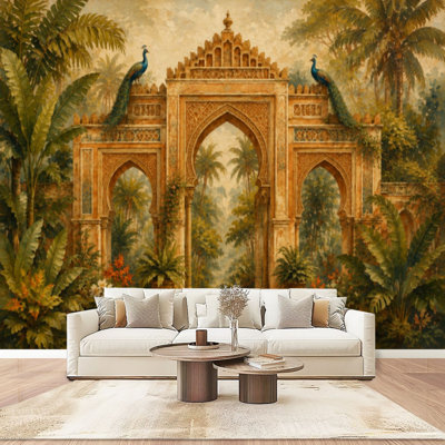 Décoration murale auto-adhésive décorative moderne pour mur de la chambre à coucher ornementale Peacocks Tropical Foliage
